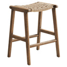 Modway - Saoirse Tabouret de comptoir en corde tissée en bois - Noyer naturel - Ensemble de 2-6