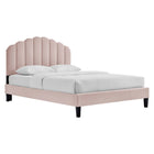 Modway Daisy Performance Velvet Full Platform Bed - Pink-Vintage Modern Full Bed