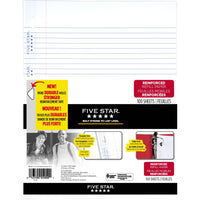 Five Star Reinforced Refill Paper, College Ruled, 8-1/2" x 11", White, 100 Sheets-Never inadvertently tear a page from a binder again