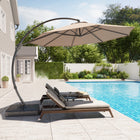 Lausaint 11' Cantilever Umbrella with Base - Beige-Pole diameter：2.36 inches （6cm）