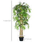 Outsunny 5' Artificial Bamboo Tree in Nursery Pot with 1095 Leaves - Green-A stable nursery pot provides a stable base 
