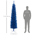 HOMCOM 7' Pencil Artificial Christmas Tree - Deep Blue-Safe and stable with a sturdy and durable plastic base for support