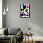 Frameworth Mickey Mouse Paint-Splatter PhotoGlass - Framed Print - 27.5" W x 38.5" H-PhotoGlass display format delivers a premium gallery-quality finish with vivid colour reproduction and sharp detail - a step above traditional framed prints