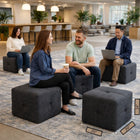 Exform Lilith Cube - Stool, Ottoman, Side Table - Grey Chenille-Functionality: Use as a side table, footrest, ottoman, pouf, or extra seating