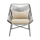 Manhattan Comfort Ashland Modern 5-Piece Patio Conversation Set - Cream-Frame Made of Rust Resistant Steel Wrapped in PE Rope Perfect for Outdoor Weather