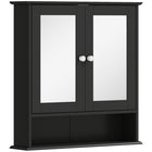 Kleankin Wall Mount Medicine Cabinet with Mirror - Black-Elegant design, great for kitchen, bathroom and more