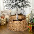 HOMCOM 24" Hyacinth Christmas Tree Hand Woven Base Cover - Natural-Made of water hyacinth with metal wires for durability 