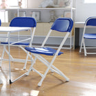 Flash Furniture Kids Blue Plastic Folding Chair, White Powder Coated Frame Finish, (YKIDBL)-Blue/Metal, Plastic