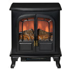 HOMCOM Freestanding Electric Fireplace with LED Flame Effect - Black-Freestanding electric fireplace with transparent tempered glass front for better viewing 