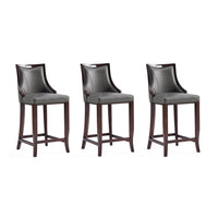 Manhattan Comfort - Emperor tabouret de bar traditionnel de 19 po en similicuir rembourré - gris galet - lot de 3-Tabouret de bar traditionnel avec dossier parfait pour une utilisation au bar et dans la cuisine. Ensemble de 3