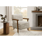Monarch Specialties - Chaise d'Appoint Moderne Rembourré 31"H Avec Supports en Noyer Massif - Faux Fourrure Gris-Le rembourrage en mousse moelleuse, un dossier légèrement arrondi et des accoudoirs de soutien offrent une expérience d'assise confortable, idéale pour se détendre, lire ou converser.