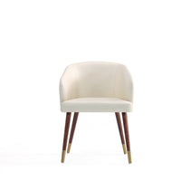 Manhattan Comfort - Chaise de salle à manger moderne Reeva 59 cm en similicuir, noyer et crème-Chaise de salle à manger moderne pour salle à manger et usage de travail