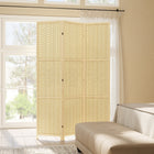 HOMCOM - Séparateur de pièce autoportant à 3 panneaux en bambou ondulé pour chambre, bureau intérieur - bois naturel-Bois massif avec motifs tressés en bambou pour plus de solidité et une touche rustique 
