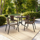 Flash Furniture - Chaise empilable de restaurant en rotin brun moyen pour intérieur et extérieur-Chaises de style rotin brun foncé