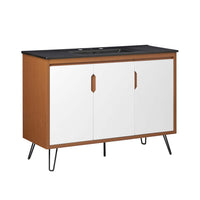 Modway Energize 48" Bathroom Vanity - Cherry/White/Black-Mid-Century Modern Bathroom Vanity