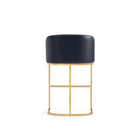 Manhattan Comfort - Louvre tabouret de comptoir mi-siècle moderne rembourré en similicuir 20" - noir et or titane-Livré chez vous entièrement assemblé ! Aucun assemblage requis