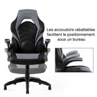 Emerge - Fauteuil de jeu en cuir reconstitué Vortex de la gamme - noir et gris-Dossier et siège en cuir reconstitué avec coutures aux couleurs contrastantes