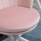HOMCOM Mid Back Velvet Office Chair with Swivel Wheels - Pink-Colour: Pink