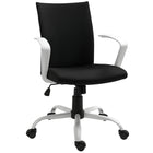 Vinsetto Mid Back Linen Swivel Computer Chair - Black-Comfortable backrest line design with thick padding, provides extra comfort
