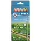Lyra Graduate Coloured Pencil 12-Piece Set - Assorted Colours-12 Vivid colors with strong 3.8mm lead cores