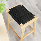 Modway - Saoirse Tabouret de comptoir en corde tissée en bois - Noir naturel - Ensemble de 2-Assemblée requise