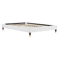 Modway Harlow Performance Velvet Twin Platform Bed Frame - White-Twin Platform Bed Frame