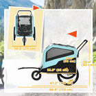 Aosom 2-in-1 Pet Bike Trailer and Stroller with Hitch for Large Dogs - Blue-Roll-down plastic cover for protection from elements 