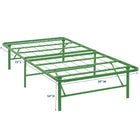 Modway Horizon Stainless Steel Twin Bed Frame - Green-Non-Marking Foot Caps