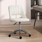 Vinsetto Armless Swivel Computer Desk Chair - Cream White-Soft and chic velvet-touch fabric
