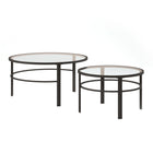 Hudson&Canal - Table basse ronde gigogne Gaia - Bronze noirci-Une finition en bronze noirci fabriquée à la main est appliquée sur le cadre en acier