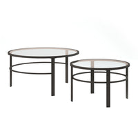 Hudson&Canal - Table basse ronde gigogne Gaia - Bronze noirci-Une finition en bronze noirci fabriquée à la main est appliquée sur le cadre en acier