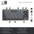 Logitech MX Mechanical Mini Minimalist Wireless Illuminated Keyboard - Tactile-USB-C quick charging: MX Mechanical Mini keyboard stays powered up to 15 days on a full charge or up to 10 months with the backlighting turned off