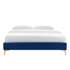 Modway Sutton Performance Velvet Full Bed Frame - Navy-Wood Slat Support System
