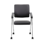 Nicer Furniture Foldable Vinyl Guest Chair with Casters - Set of 2-Set of 2 chairs per box