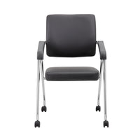 Nicer Furniture Foldable Vinyl Guest Chair with Casters - Set of 2-Set of 2 chairs per box