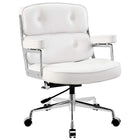 Nicer Furniture Executive Work Chair Genuine Leather - White-Seat and back surface are upholstered in top grain genuine Leather.