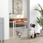 PawHut Dog Gate Walk Through Pet Gate with Small Door - 30"-41" W x 30" H-Easy installation with pressure fit and hardware mounting options