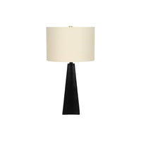 Monarch Specialties 27" H Table Lamp - Black Resin / Beige Shade-A sleek design and modern black resin triangular base, topped with a beige linen drum shade and finished with a gold finial, this 28"h table lamp makes the perfect statement in a contemporary living space