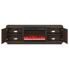 Hudson&Canal Presque TV Stand with 26" Crystal Fireplace for TV's up to 75" - Satin Walnut-The top has a weight capacity of 75lbs, lower shelves can hold 25lbs each