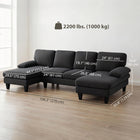 HOMCOM - canapé sectionnel en forme de U avec accoudoirs à dessus coussiné - gris foncé-Le canapé en forme de U avec une assise profonde offre un espace généreux pour se détendre, se relaxer et accueillir des réunions conviviales   