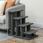 PawHut 23.5" 4-Step Pet Stairs with Carpeted Scratching Post - Dark Grey-A comfortable place for your pets to sleep, exercise, relax, and have fun on 
