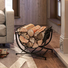 Outsunny Firewood Rack Outdoor - Foldable 17" Fireplace Log Holder-An off-the-ground design allows airflow, keeping logs dry