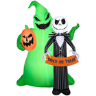 GEMMY Airblown Inflatable Halloween Jack Skellington and Oogie Boogie with LEDs - 77" x 59"-Lights up with bright, energy-efficient LED
