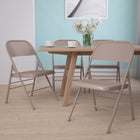 Flash Furniture HERCULES Series Triple Braced & Double Hinged Beige Metal Folding Chair-Non-Marring Floor Glides