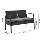 Manhattan Comfort Noli Modern Patio 4-Person Conversation 4-Piec Set with Coffee Table - Black/Grey-Coffee Table Measures: 29.53" Length, 16.14" Depth, 14.96" Height