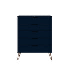 Manhattan Comfort Rockefeller Mid-Century Modern 3-Piece Bedroom Dresser Set - Tatiana Midnight Blue-21.57" L x 35.31" W x 44.57" H
