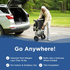 Journey Zoomer Lightweight Folding Power Chair - Black-Top speed of 3.7 mph supports smooth everyday travel