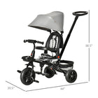 Qaba - Tricycle bébé 4 en 1 avec siège réversible réglable - gris-Canopy réglable en continu et détachable 