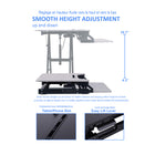 Rocelco Sit To Stand Hi-Lift Adjustable Height Desk Riser With Quick Release Keyboard Tray - Grey-Gas shock holds up to 30 lbs
