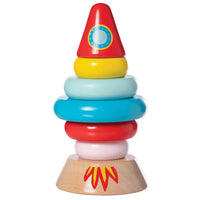 Manhattan Toy - Pile magnétique en bois Stacker Rocket 7 pièces-7 anneaux empilables en bois
